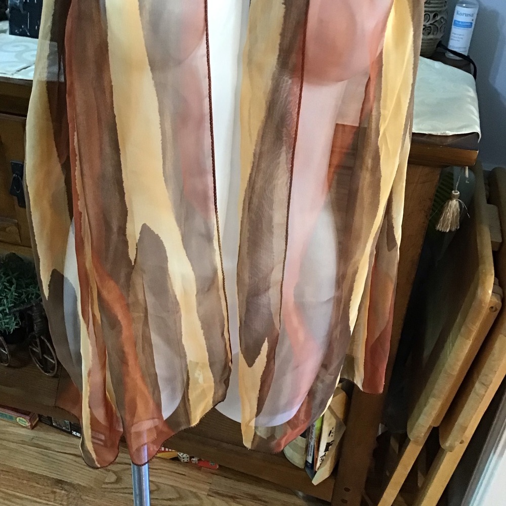 63” MULTI CLORED SCARF IN LINES OF BROWNS - Picture 2 of 6